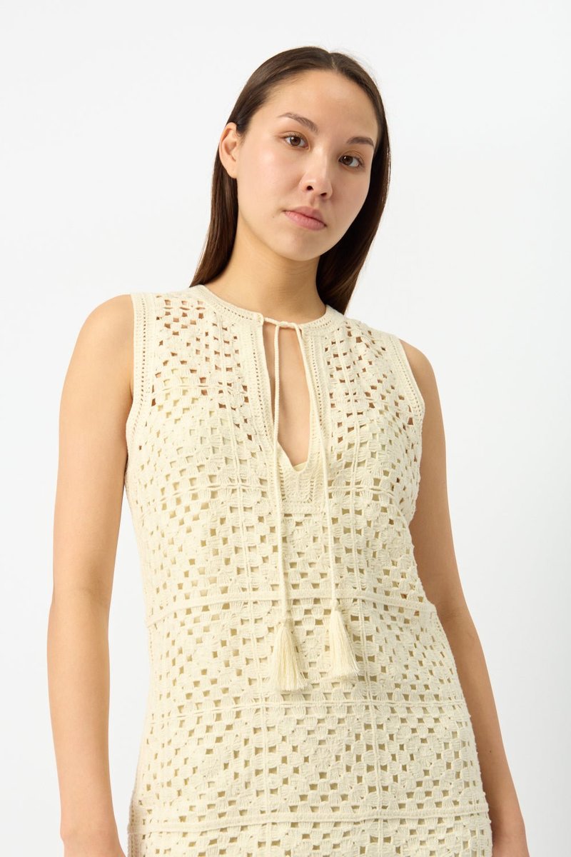 Frame Crochet Tassel Popover Dress