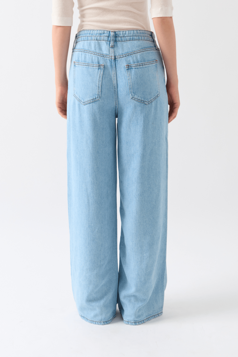Frame Drawstring Wide Leg Jeans - Light Blue