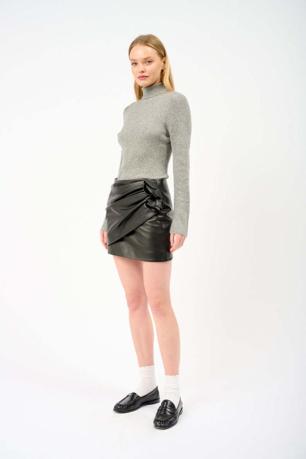 Magda Butrym Floral-Appliqué Leather Mini Skirt