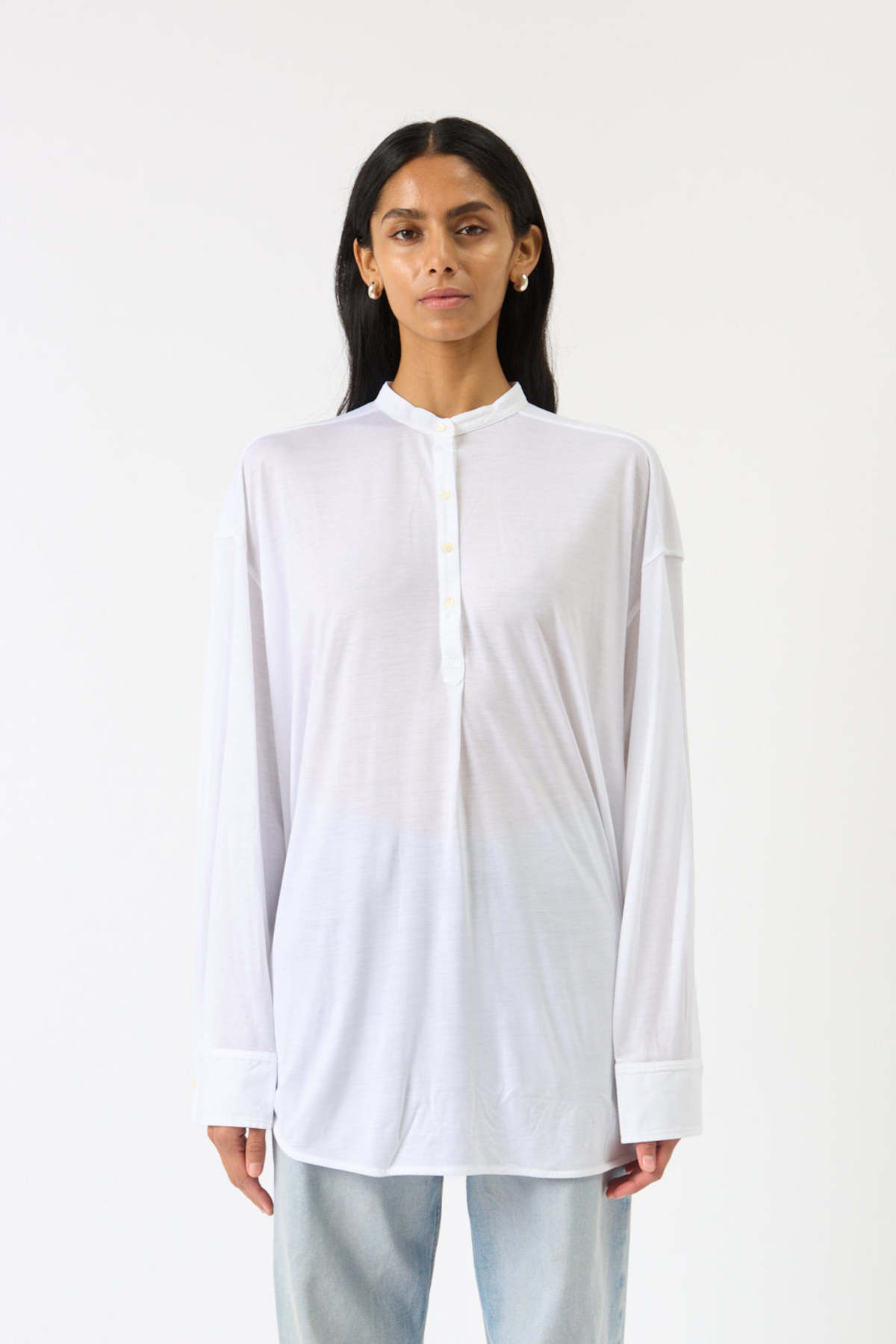 Totême Fluid Jersey Longline Blouse - White - Image 1 of 4