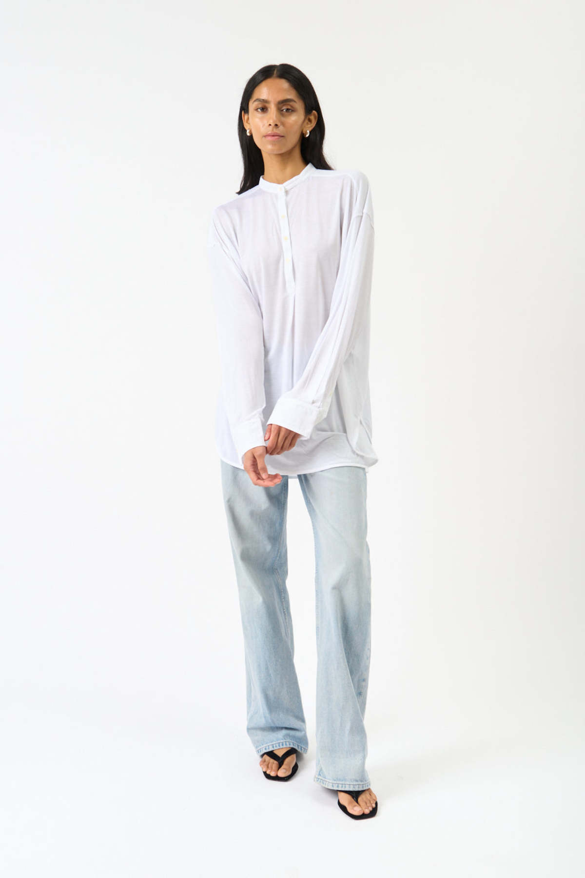 Totême Fluid Jersey Longline Blouse - White - Image 2 of 4