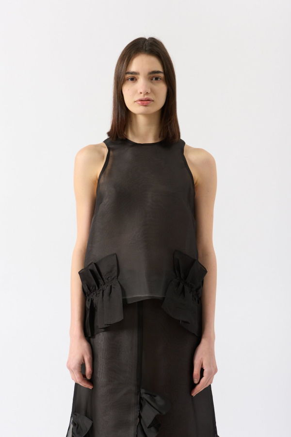 Bite Studios Frill-Trim Silk-Organza Top