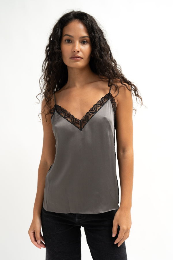 Alberta Ferretti Satin & Lace Camisole