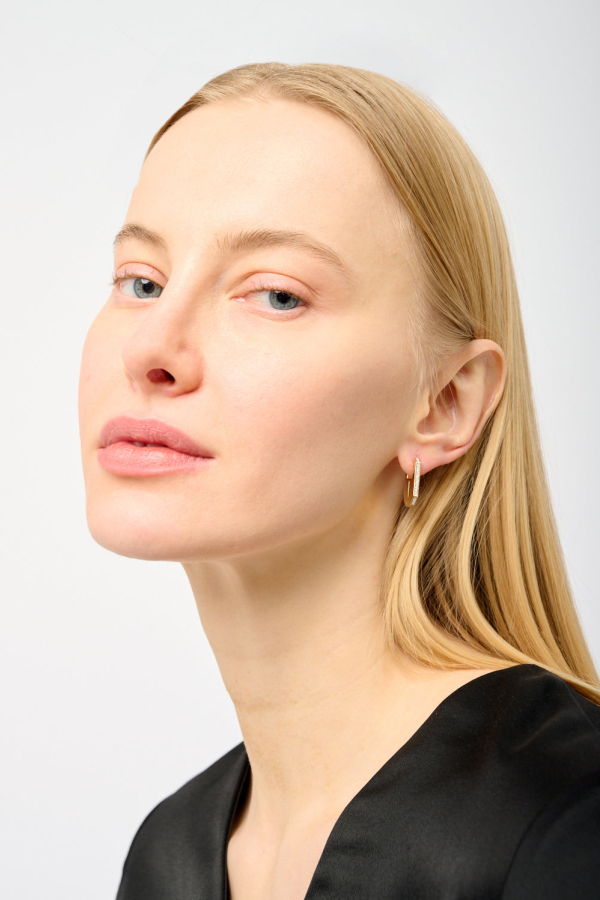 Otiumberg Hex Hoops with Cubic Zirconia Earrings - Gold