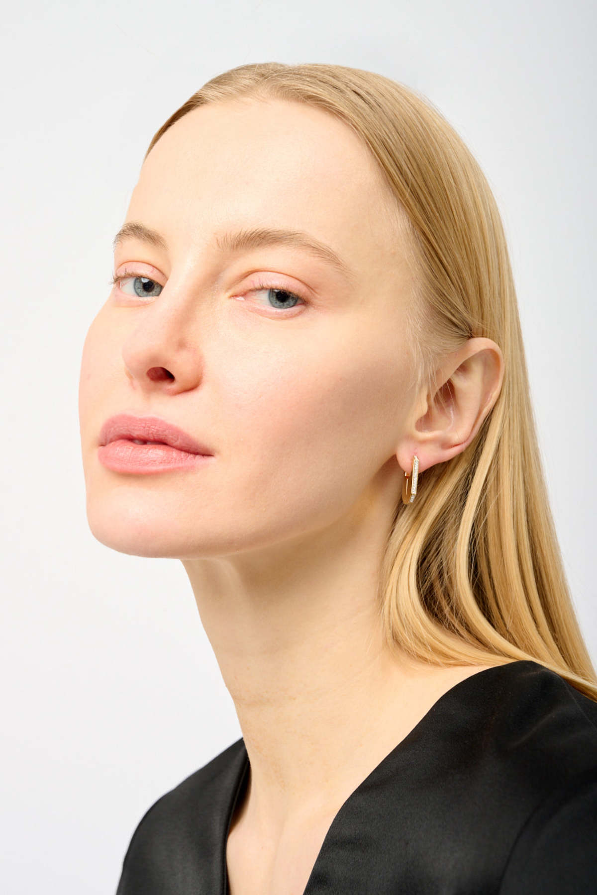 Otiumberg Hex Hoops with Cubic Zirconia Earrings - Gold - Image 2 of 2