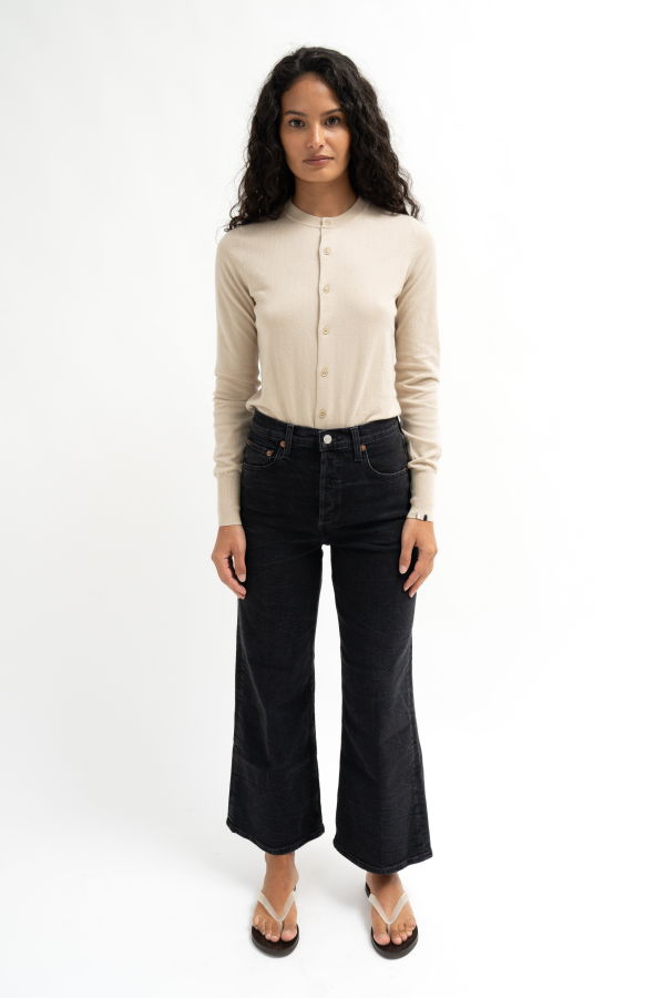 RE/DONE High Rise Wide Leg Crop Jeans - Black