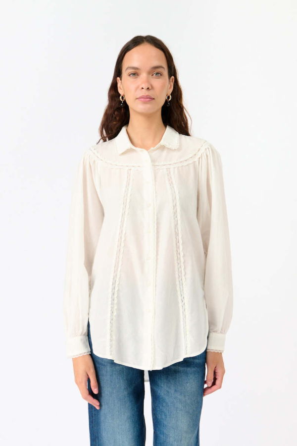 7 for all Mankind Lace Trim Blouse - White