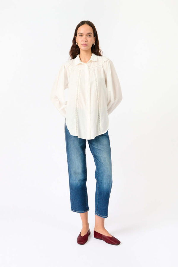 7 for all Mankind Lace Trim Blouse - White