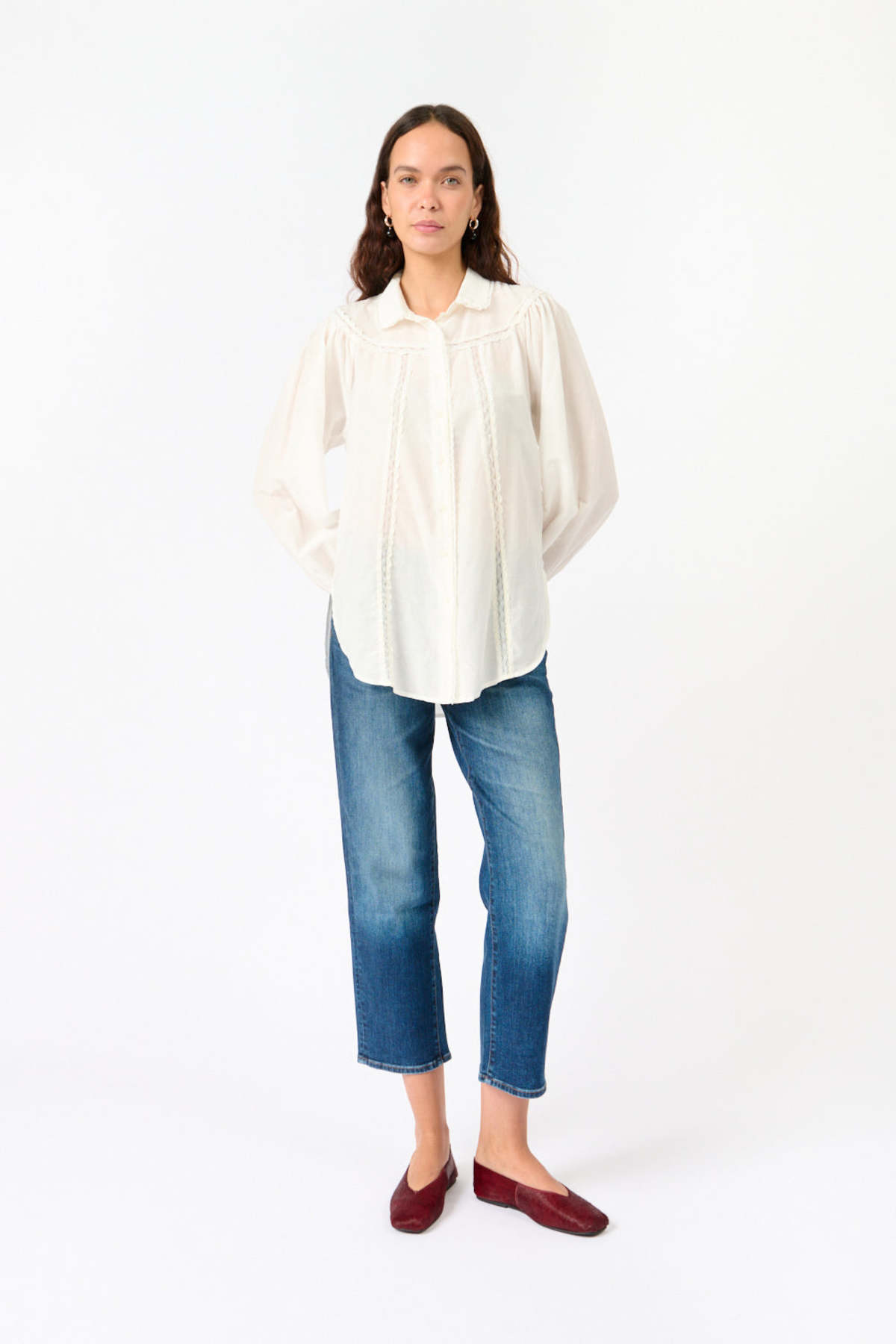7 for all Mankind Lace Trim Blouse - White - Image 2 of 4