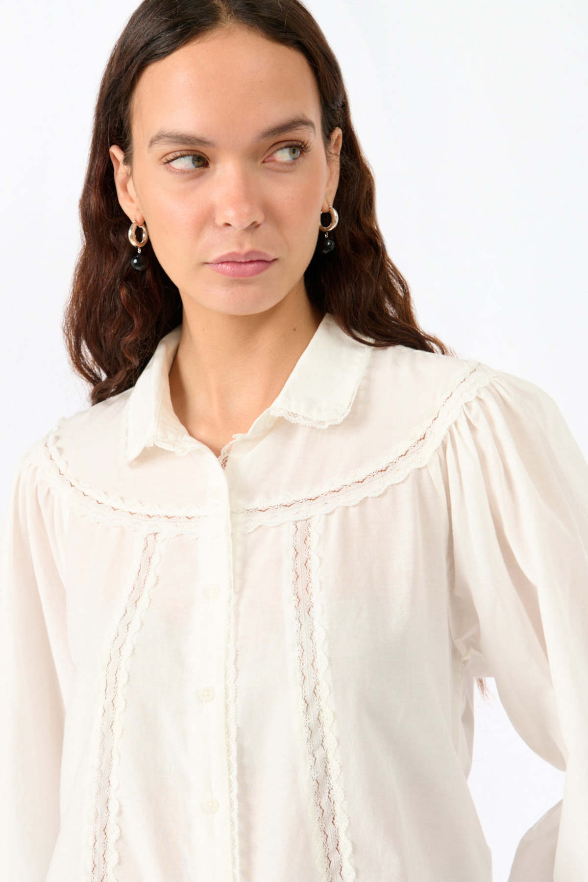 7 for all Mankind Lace Trim Blouse - White - Image 3 of 4
