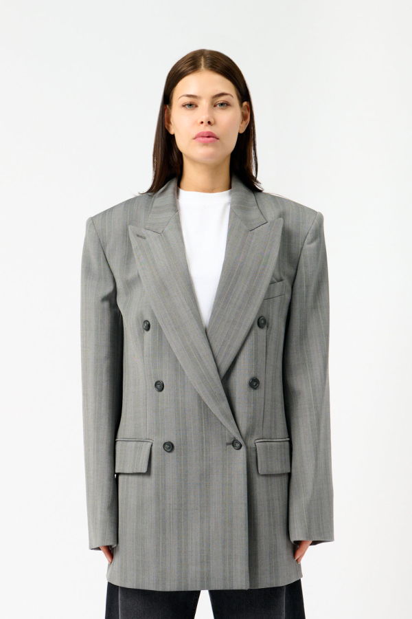 Sportmax Merlot Wool Blend Herringbone Blazer