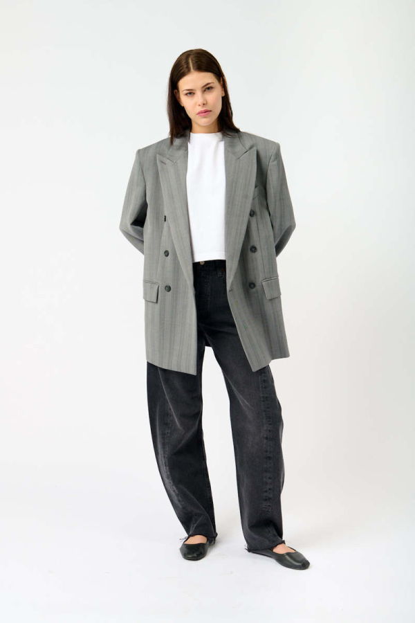 Sportmax Merlot Wool Blend Herringbone Blazer
