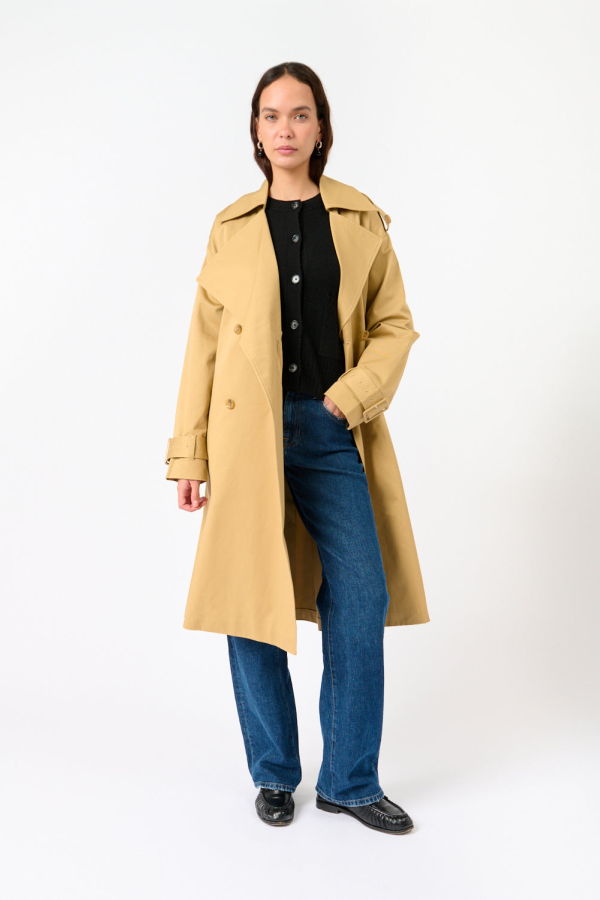 7 for all Mankind Oversized Cape Trench Coat - Beige