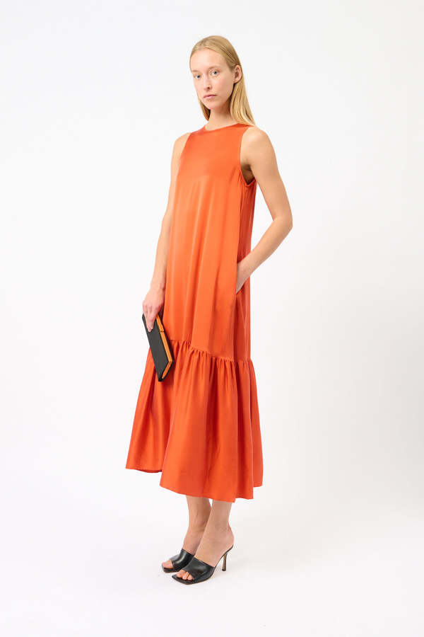 knee length dresses for ladies Michael Kors Collection Jamison Crushed Charmeuse Midi Dress, 0