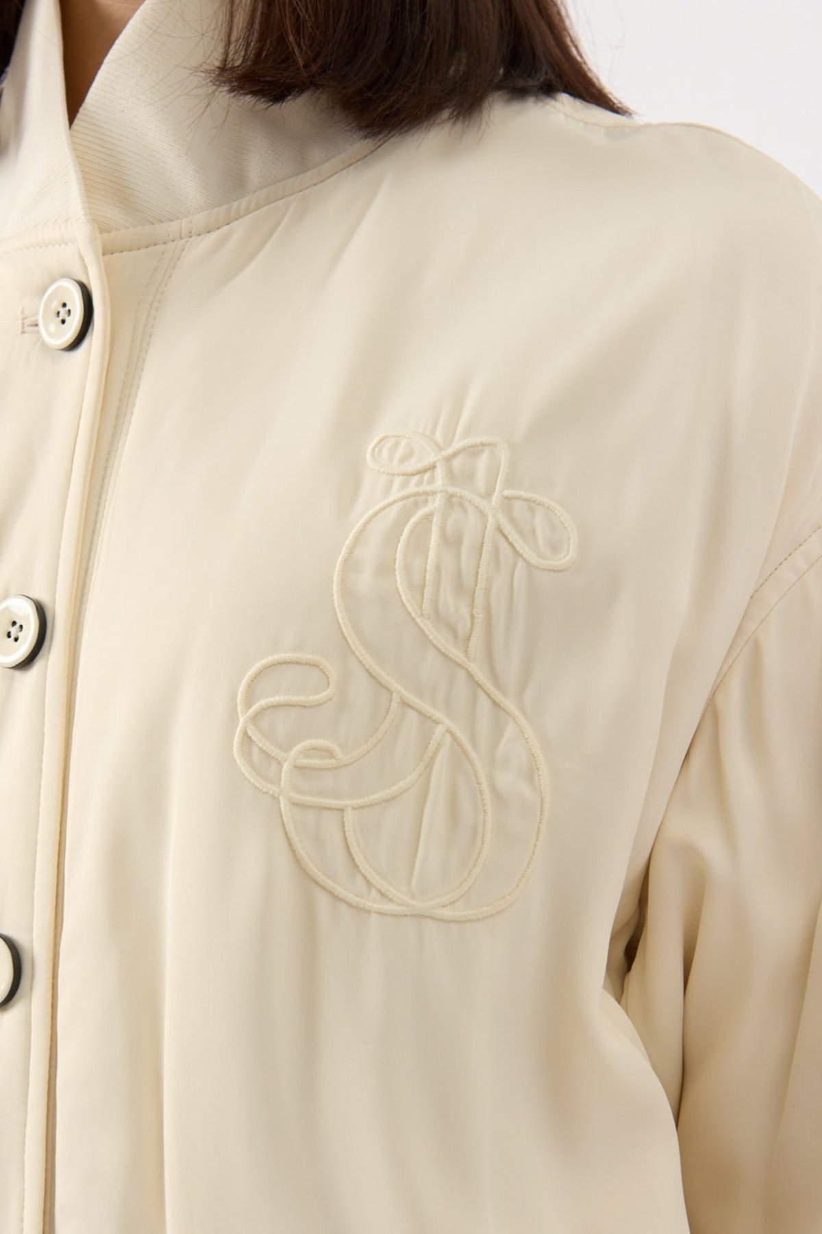 Jil Sander Silk Bomber Jacket - Cream - Image 3 of 4