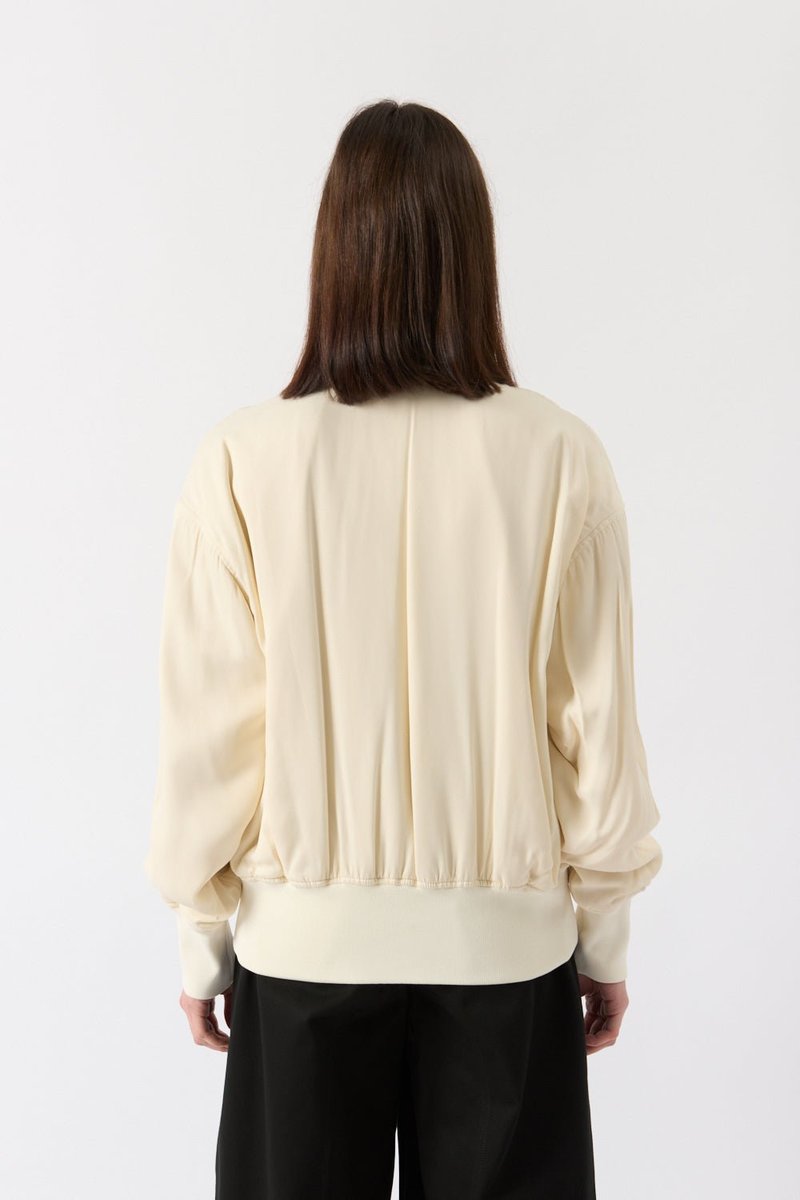 Jil Sander Silk Bomber Jacket - Cream