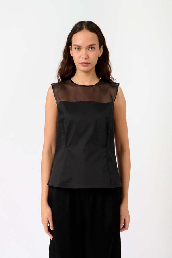7 for all Mankind Sleeveless Sheer Yolk Top
