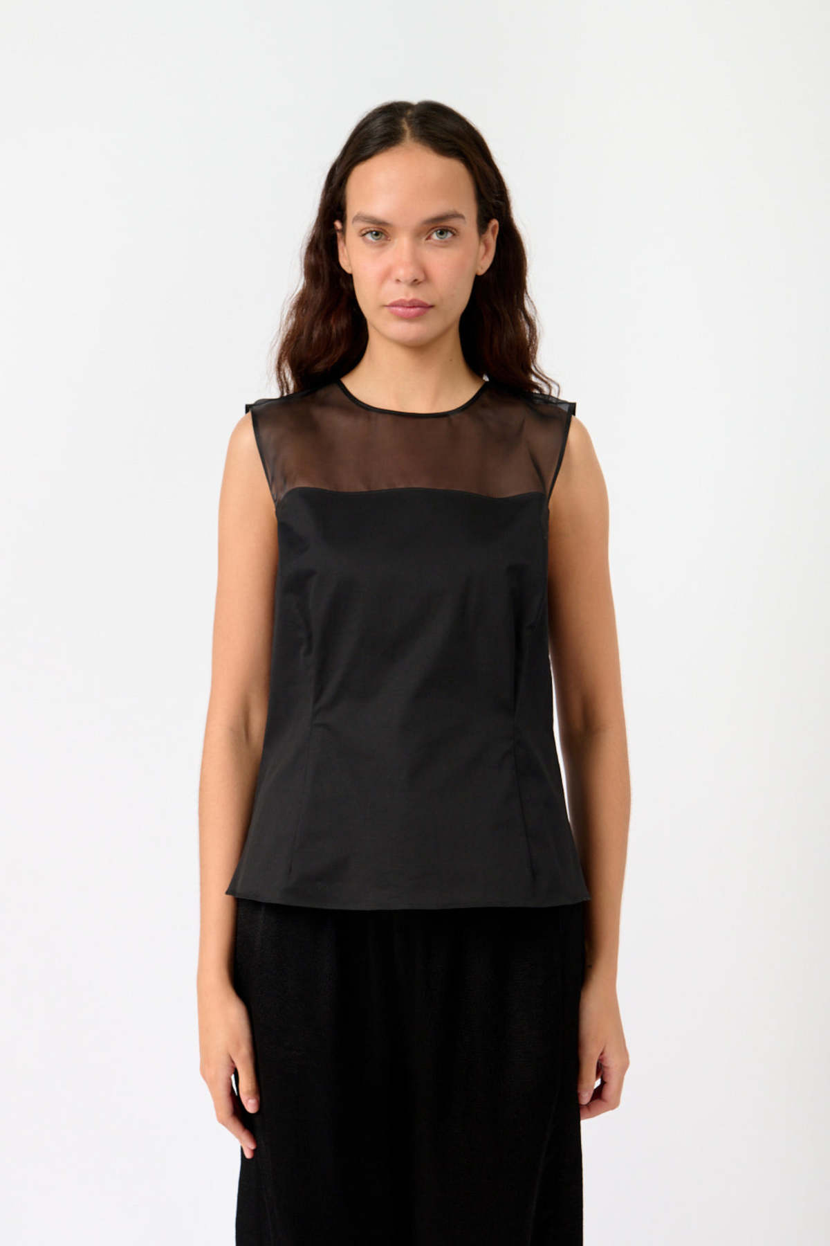 7 for all Mankind Sleeveless Sheer Yolk Top - Image 1 of 4