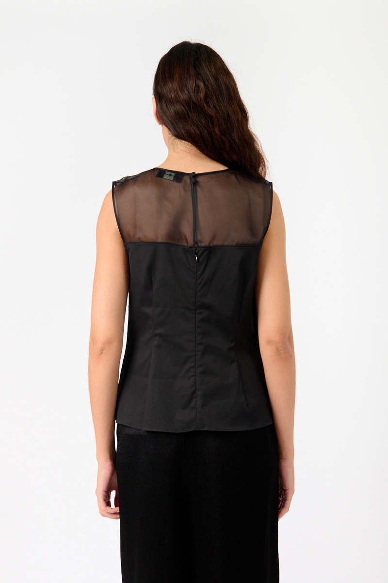 7 for all Mankind Sleeveless Sheer Yolk Top