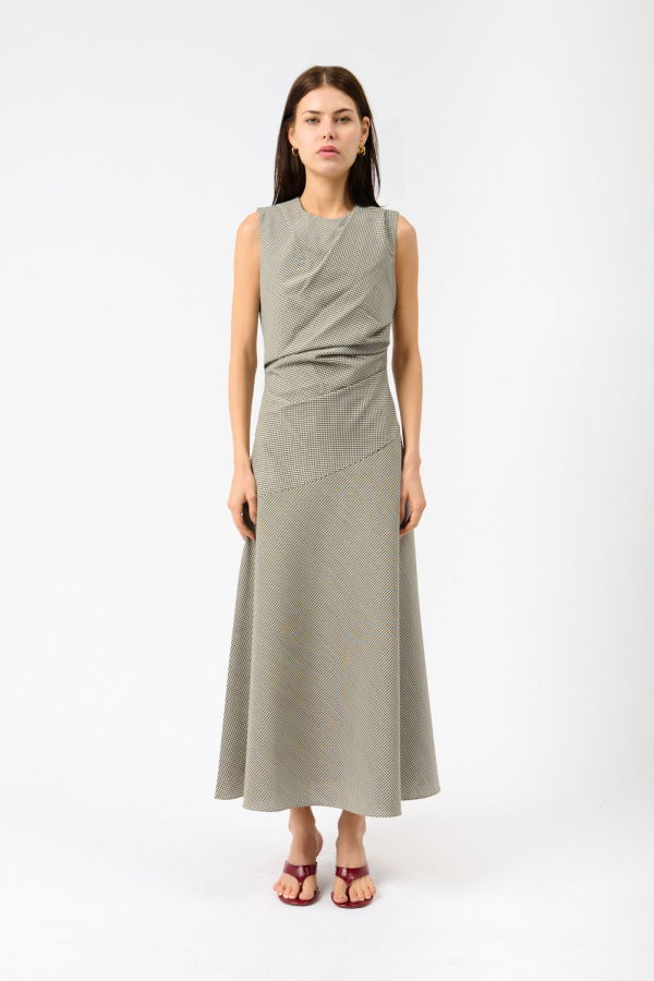 Rohe Sleeveless Twisted Mini Check Dress