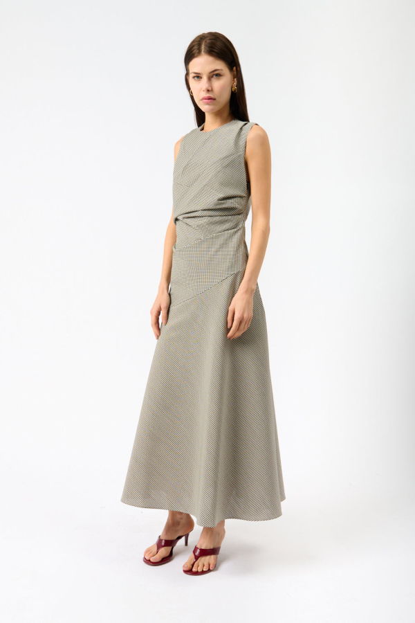 Rohe Sleeveless Twisted Mini Check Dress