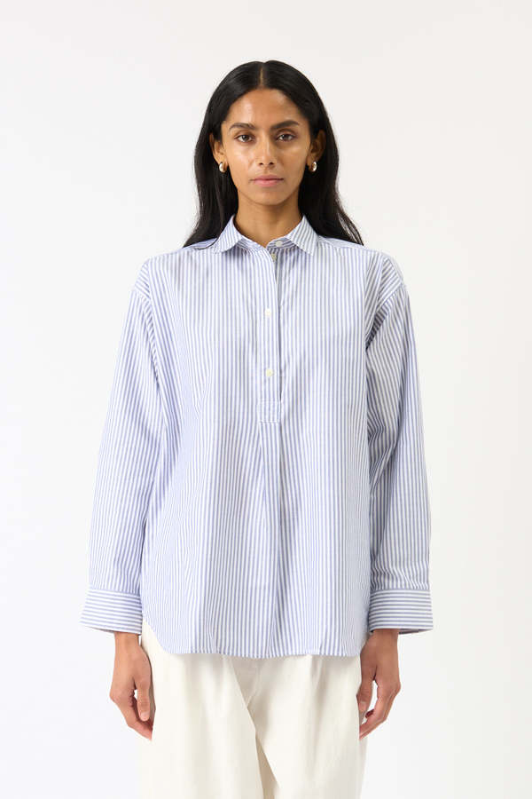 Totme Striped Half-Placket Shirt
