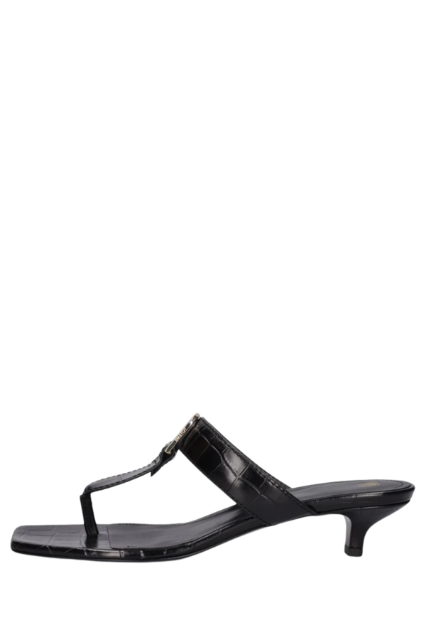 Totême Belted Croco Flip-Flop Heels - Black