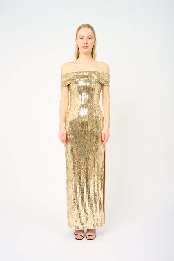 Galvan Glencoe Dress - Gold Galvan Glencoe Dress - Gold