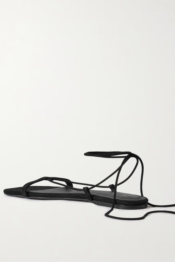 Totême The Suede Tie Sandals - Black