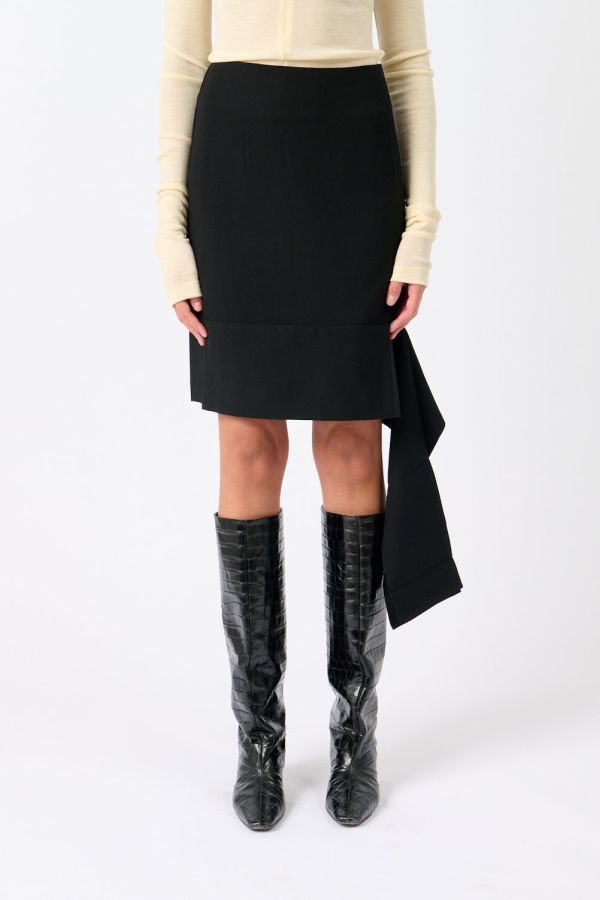 Bite Studios Una Organic Wool Sash Skirt - Black