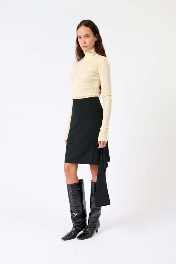 Bite Studios Una Organic Wool Sash Skirt - Black