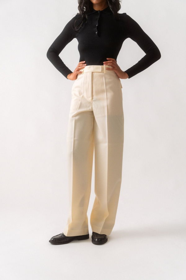 Róhe Wide Leg Trousers - Off White