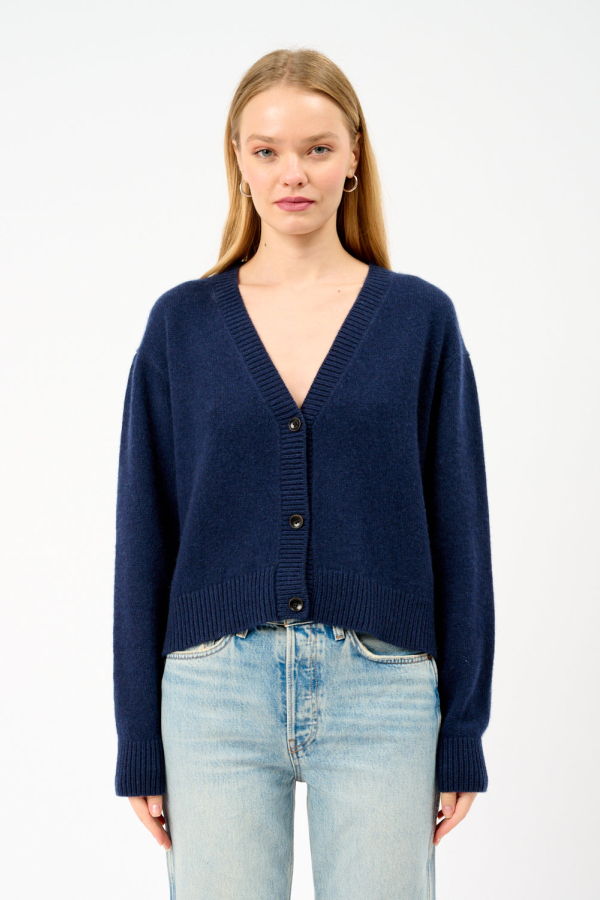 The Elder Statesman Boxy Cardigan - Navy