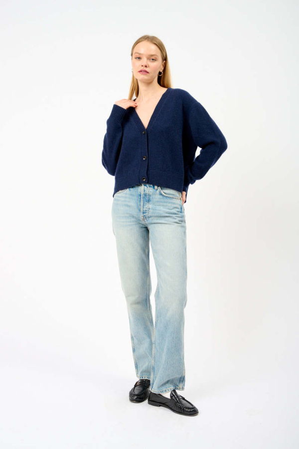 The Elder Statesman Boxy Cardigan - Navy