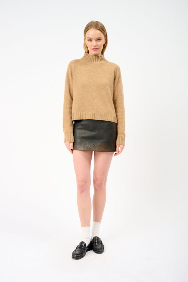 The Elder Statesman Turtleneck Sweater - Camel