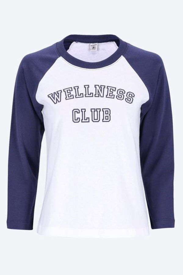 SPORTY & RICH Tunic Top - White Dark Navy