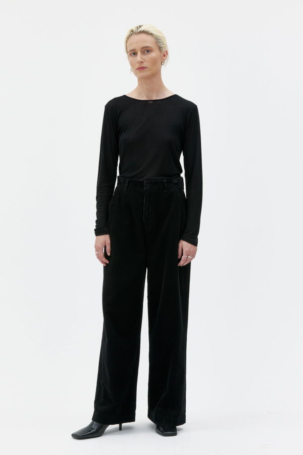maska.se Aya Wide Leg Corduroy Trousers - Black