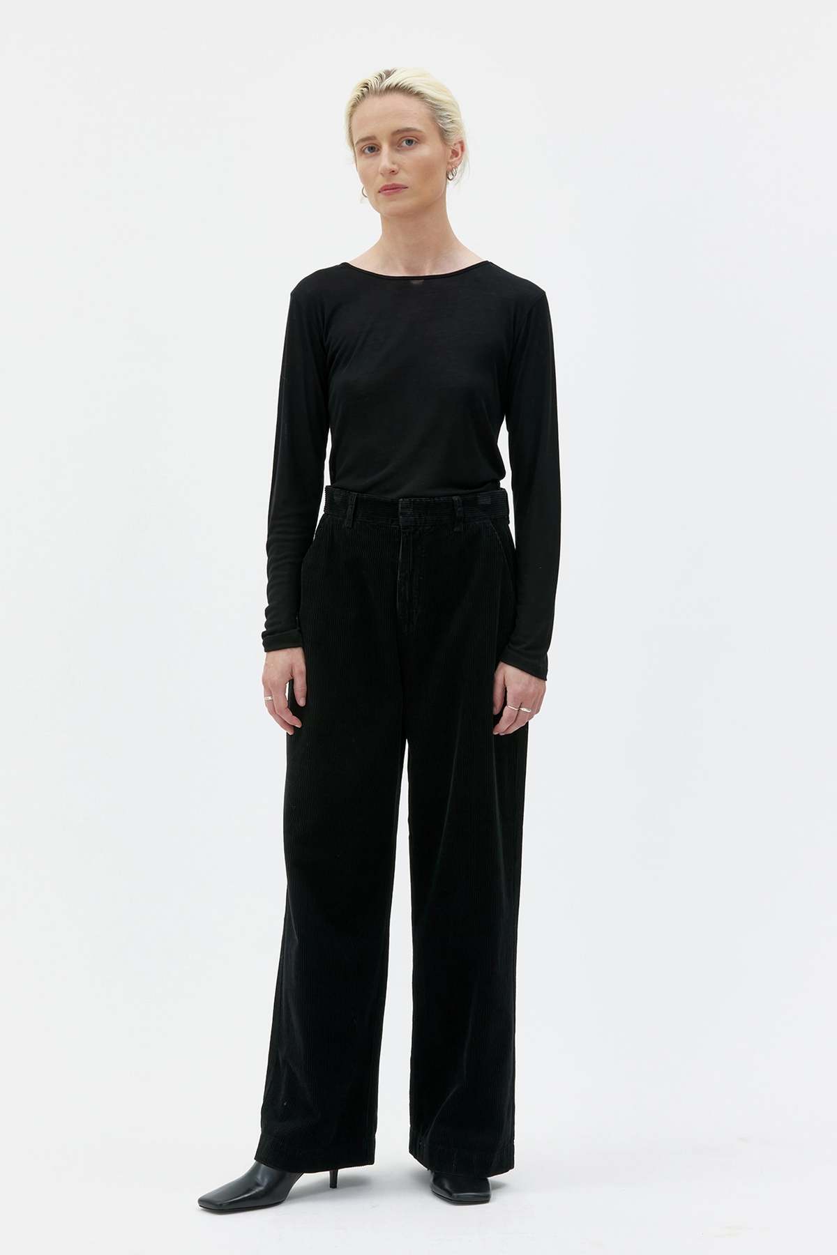maska.se Aya Wide Leg Corduroy Trousers - Black - Image 1 of 3