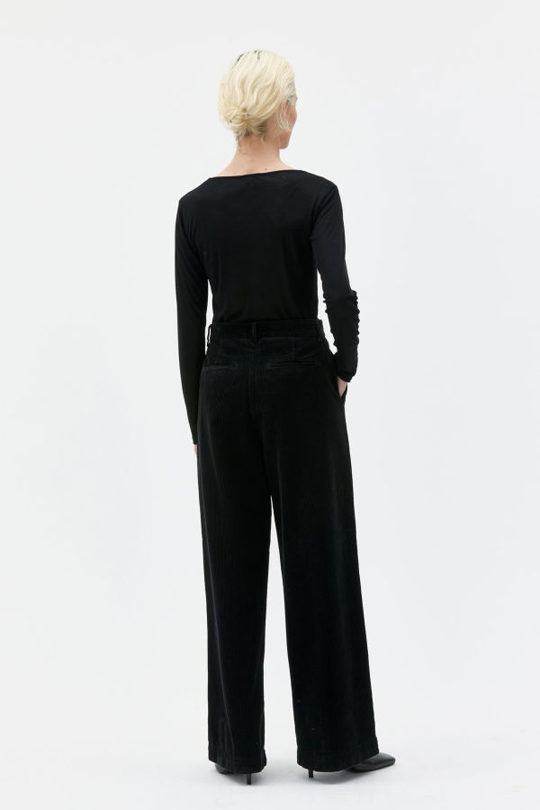maska.se Aya Wide Leg Corduroy Trousers - Black