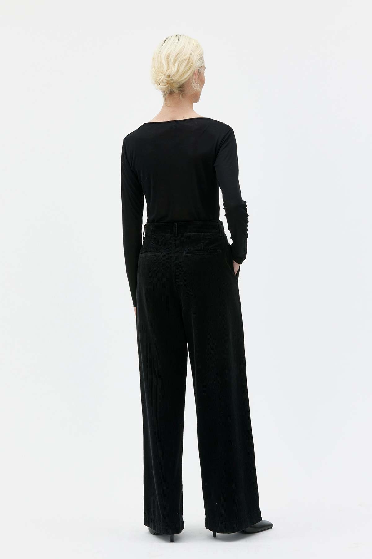 maska.se Aya Wide Leg Corduroy Trousers - Black - Image 2 of 3