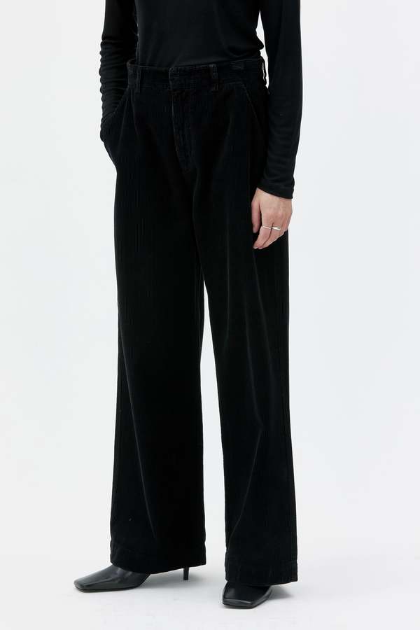 maska.se Aya Wide Leg Corduroy Trousers - Black