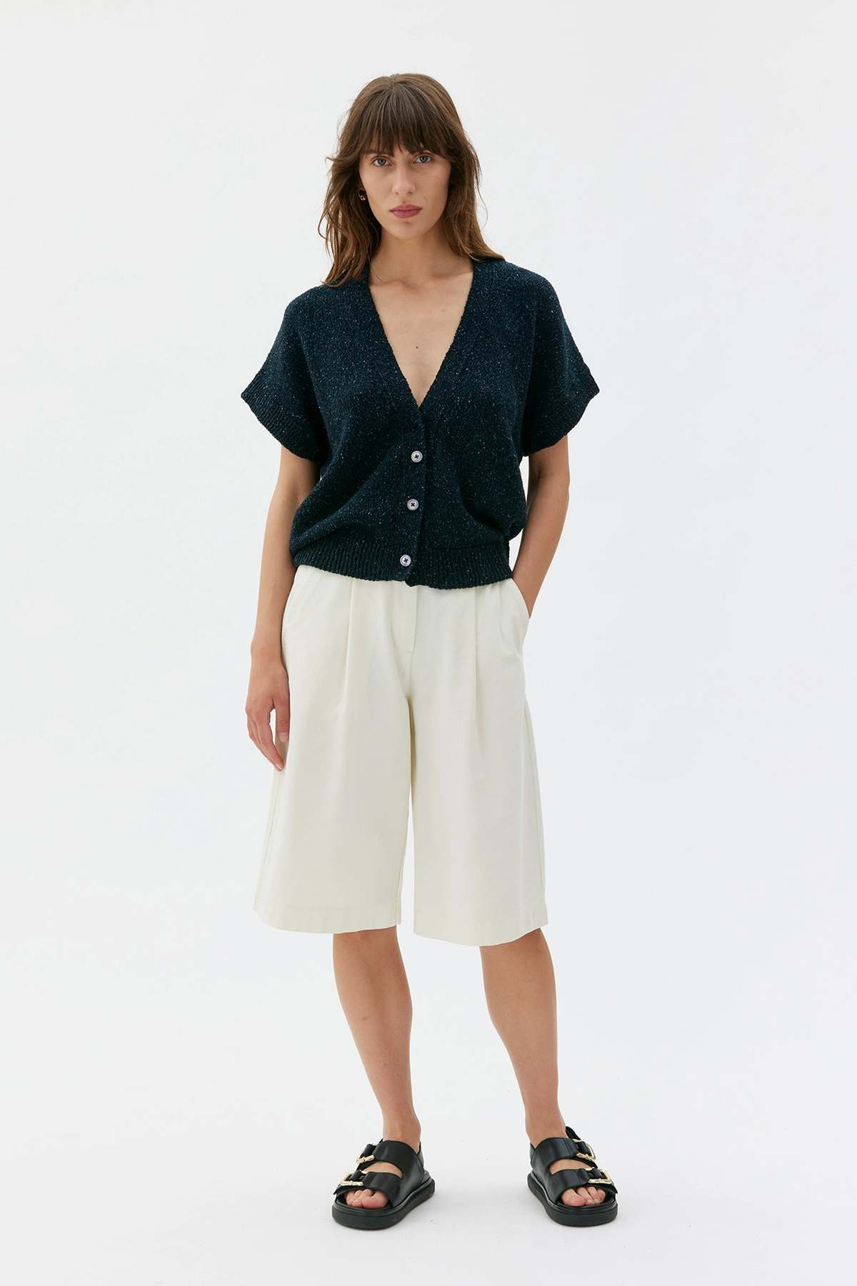 maska.se Cruz Cotton Silk Linen Slub Yarn Cardigan - Image 1 of 4