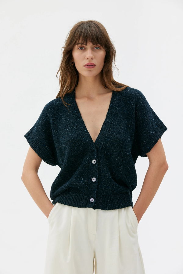 maska.se Cruz Cotton Silk Linen Slub Yarn Cardigan