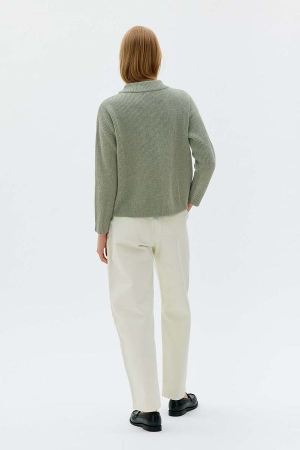 maska.se Helga Lambswool Sweater With Pockets Sweater - Laurel Green Melange