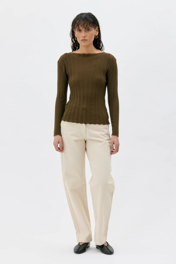 maska.se Hilja Fine Wool Top - Amber Green