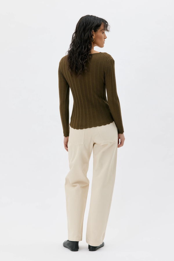 maska.se Hilja Fine Wool Top - Amber Green