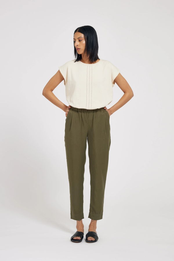 maska.se Jira Tencel Trousers - Dark Green