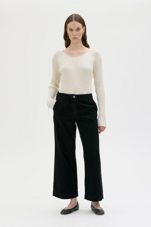 maska.se Lail Cropped Corduroy Trousers - Black
