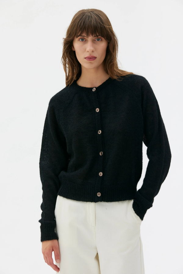 maska.se Laio Light Silk Mohair Cardigan - Black