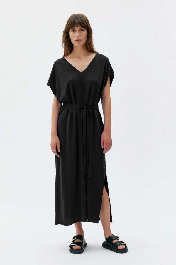 maska.se Maia Light Knitted Organic Cotton Silk Cashmere Dress - Black
